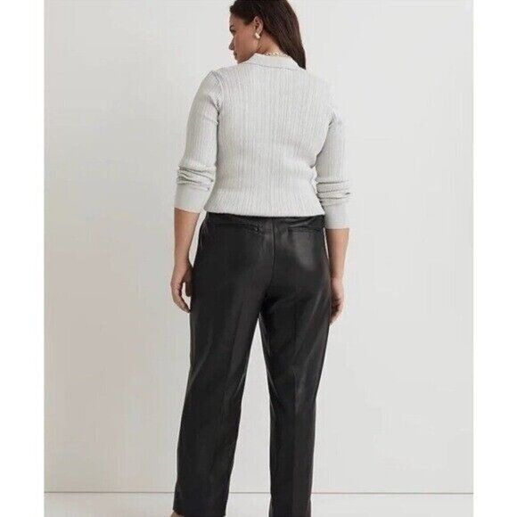 MADEWELL x Aimee Song Faux Leather Black Trousers Size 14 NEW - Picture 10 of 10